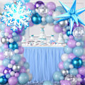 Pikkukuva 3 / 7: Jäädytetty ilmapallokaaripaketti, lumihiutale helmi sininen violetti metallinen violetti sininen hopea ja valkoiset ilmapallot talvi ihmemaa joulu vauvanäyttelyyn Purple Blue Silver Snowflake