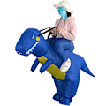 Miniatyrbilde 1 av 2: Oppblåsbart Dinosaur Kostyme, Oppblåsbart Dinosaur Kostyme, Oppblåsbart Halloween Kostyme Blue S（90-120CM）