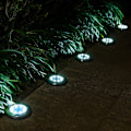 Miniatyrbillede 6 af 6: Solcelled Jordlys, 8 LED Solcelled Disklys Udendørs Vandtæt Landskabsplejelys til Havegård Dæk Gangbro Terrasse Sti (8, Hvid) White 8