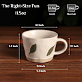 Miniatyrbillede 4 af 6: Bladkrus, 330 ml Keramisk Kaffekop til Te Latte Cappuccino, Sød Unik Stentøjs Tekop med Håndtag Brown Leaf