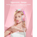 Miniatyrbilde 7 av 7: Lett spillhodetelefon med avtakbare katteører, gradient RGB-lys, kablede over-ørehodetelefoner for PC/PS4/PS5/XBOX/Switch, virtuell surroundlyd Pink