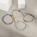 Miniatyrbilde 6 av 6: Solsikke-snor-armbånd Håndlaget flettet tau med sjarm Boho Surfer-armbånd for kvinner Grey
