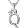 Miniatyrbillede 1 af 5: Krone Initial A-Z Halskæde, Iced Out Bogstav Vedhæng med 22-24 Tommer Kæde, Mænd Kvinder Bling Hip Hop Alfabet Navn Smykker Gave Store Initialer Halskæder Q Silver