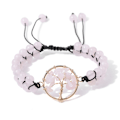 Miniatyrbilde 1 av 6: Halvdyrebare steiner krystall runde perler justerbar flettet makrame kvaster armbånd - håndlaget boho wrap armbånd for kvinner menn Pink