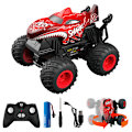 Pikkukuva 2 / 7: Kauko-ohjattava auto, 2,4 GHz:n kauko-ohjattava monster truck, RC-autot 2 akkua 60 minuuttia+, RC-temppuautot lelut valolla ja äänellä, sisä- ja ulkokäyttöön lapsille ja aikuisille Red