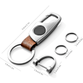 Miniatyrbillede 6 af 7: Karabinhage nøglering, nøgleringe til bilnøgle med 2 nøgleringe og anti-tabt D-ring, multifunktionelle nøgleringe til mænd og kvinder-sølv (brunt læder) Silver Brown Leather