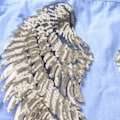 Miniatyrbillede 9 af 10: 2 stk. Englevinger Sequin Patches Sølv Stryge På Broderede Patches Dekoration til DIY Tøj Nederdel Taske Sko