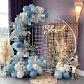 Miniatyrbillede 5 af 7: 129 stk. støvede blå balloner i forskellige størrelser 18 12 10 5 tommer latex haze blå ballonbue til festdekoration fødselsdag bryllup forlovelser Ann Haze Blue