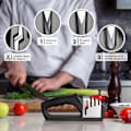Miniatyrbilde 3 av 6: 4-i-1 Knivsliper, 3-trinns manuell sliper for sliping av kjøkkenkniver, 1 trinn for sakser - Keramisk stein, Tungstenkarbid P