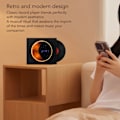 Miniatyrbillede 2 af 5: Retro Bluetooth-højttaler vækkeur vintage pladespiller-stil med måne-stjerne-nattelys til soveværelsesindretning Black