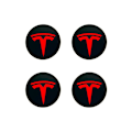 Miniatyrbild 5 av 5: Passar till tesla Tesla modell 3 hjulnavkapsel logotyp - svart svart etikett (ljus) (fyra pack)