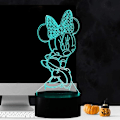 Miniatyrbilde 6 av 6: Minnie Mus & Musse Musse Fee 3D LED Nattelys Mickey Venn Figur USB Berøring Fjernkontroll 16 Farger 4 Moduser Auto-Endring Gutterom Dekor Barn Soverom Nattbord Lava