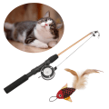 Miniatyrbilde 1 av 6: Morsom kattepinner, realistisk, fleksibel, interaktiv trinse, teleskopisk fiskestang, katteleke for katter Red Fish Fishing Rod