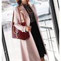 Miniatyrbillede 2 af 5: Dames Handtas Set 4 in 1 Zacht PU Leer Top Handvat Tas, Tote Tas, Schoudertas Crossbody Tas Portemonnee Set Red
