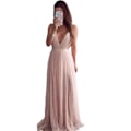 Miniatyrbillede 1 af 4: Elegant Open Back Mesh Flowing Slim Waist Sling Kjole (Pink L)