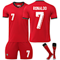 Miniatyrbillede 1 af 2: UEFA Euro 2024 Portugal Fodboldtrøjer Børns fodboldsæt No.7 Ronaldo 26
