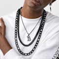Miniatyrbillede 2 af 7: Krone Initial A-Z Halskæde, Iced Out Bogstav Vedhæng med 22-24 Tommer Kæde, Mænd Kvinder Bling Hip Hop Alfabet Navn Smykker Gave Store Initialer Halskæder B Black