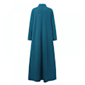 Miniatyrbillede 5 af 5: Fashion Kvinder Høj  Langærmet Kjole Lang Nederdel (Blå 2XL)
