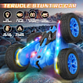 Pikkukuva 2 / 6: Kauko-ohjattava auto, temppuilu RC-autolelut Uudet päivitetyt valonauhat ja ajovalot Autolelut Kaksipuolinen 360° pyörivä 4WD Rc Drift Truck lapsille Blue