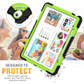 Miniatyrbillede 7 af 9: Cover til iPad Air 13 tommer (M3 2025) & (M2 2024), Sh0ckproof Design med Pencil Holder/Skærmbeskytter/Roterende Håndrem, Beskyttelse Green New iPad Air 13 20242025