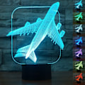 Miniatyrbild 1 av 8: Flygplan 3D LED Civil Optisk Illusion Nattlampa, ZTOP 7 Färgbyte Touch Switch USB-driven Sovrumsdekoration Skrivbordslampa