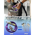 Miniatyrbild 7 av 7: 240W 4-i-1 USB-C-kabel, Multiladdare med Andningsljus, PD 5A Snabbladdning & Datasympkronisering Silikon Kompatibel med iPhone Samsung Laptop Purple 2m