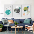 Miniatyrbild 1 av 7: Geometrisk Patchwork 1 Väggkonst Canvas Tryck Affisch, Enkelt Abstrakt Akvarell A
