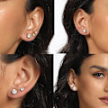 Miniatyrbild 3 av 6: 5 Par Örhängen Set 18K Guldpläterade 3-7MM Runda Cubic Zirconia Örhängen Hypoallergena Örhängen för Kvinnor