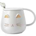 Miniatyrbillede 1 af 6: Kattekrus Sødt Kaffekrus gaver til katteelskere Keramisk Kop, Nyhedskrus med Låg og Rustfri Stål Ske, Julefødselsdagsgaver P White