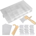 Miniatyrbilde 8 av 10: Broderigarn-organiseringsboks, melkehvit, korssting, plastsneller, manuell viklemaskin