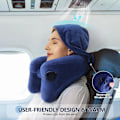 Miniatyrbild 3 av 7: Nackkudde för resor Uppblåsbar flygplansdyna Stöder bekvämt huvud, nacke och haka, uppblåsbar resedyna med mjuk velouröverdrag, hatt, bärbar Blue with Hat