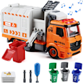 Miniatyrbild 1 av 7: Sopbil Toys, DIY Realistisk Återvinnings Sopbil Leksak med Ljus och Ljud, 4 Soptunnor, Presenter för 3 4 5 6 7 8 År Gamla Pojkar Flickor