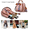 Miniatyrbillede 4 af 6: Dames Handtas Set 4 in 1 Zacht PU Leer Top Handvat Tas, Tote Tas, Schoudertas Crossbody Tas Portemonnee Set Pink