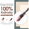 Pikkukuva 3 / 5: 5 kappaletta eri kokoista kynsiharjaa, 100 % puhdasta Kolinsky-karvaa, tukeva puukahva, soikea, crimpattu muoto, akryylijauhe, kynsien taideharjat, ammattilaiset