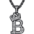Miniatyrbillede 1 af 7: Krone Initial A-Z Halskæde, Iced Out Bogstav Vedhæng med 22-24 Tommer Kæde, Mænd Kvinder Bling Hip Hop Alfabet Navn Smykker Gave Store Initialer Halskæder B Black