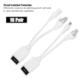 Pikkukuva 4 / 8: 10 paria IP-kameran POE RJ45 -kaapeli Power Over Ethernet -sovitin Injektori Splitter DC 12 V