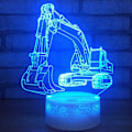 Miniatyrbild 4 av 8: Grävmaskin 3D LED optisk illusionssensor nattlampa