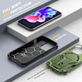 Miniatyrbilde 7 av 7: Magnetisk iPhone-etui med stativ, kompatibel med MagSafe, robust innebygd støtte, militærgradert fallbeskyttelse støtsikker for iPhone Green iPhone 12  Pro max