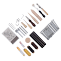 Miniatyrbilde 8 av 10: Lærbearbeidingssett 59stk DIY Making Clear Texture Rustfritt Stål Bøk Tre Lærhåndverktøy for Kunstprosjekt