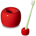 Miniatyrbillede 1 af 7: Slank Mini Keramisk Tandbørsteholder Stativ til Badeværelsesforfængelighed Bordplader (Rød 1-pakke) Red