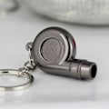 Miniatyrbilde 3 av 4: Kreativ Spinning Ny Krom Polert Gunmetal Svart Turbo Turbolader Nøkkelring Nøkkelkjede Ring Nøkkelring Nøkkelbrikke, Lag Fløytelyd