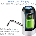 Miniatyrbilde 6 av 8: Automatisk drikkevannspumpe, USB-lading, bærbar elektrisk vanndispenser på/av-bryter, for 5 gallon (ca. 15,7 liter) universalflaske Black