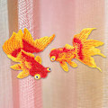 Miniatyrbillede 6 af 8: 1 par guldfisk tøj broderet patch DIY strygejern syning klistermærke applikation (gul)