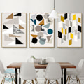 Miniatyrbillede 2 af 6: 3D geometrisk patchwork vægkunst lærredstryk plakat, enkel abstrakt kunsttegning