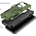 Miniatyrbild 6 av 7: Magnetiskt iPhone-fodral med stativ, kompatibelt med MagSafe, robust inbyggt stativ, militärklassat fallskydd stötsäkert för iPhone Green iPhone 13
