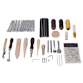 Miniatyrbilde 2 av 10: Lærbearbeidingssett 59stk DIY Making Clear Texture Rustfritt Stål Bøk Tre Lærhåndverktøy for Kunstprosjekt