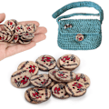 Miniatyrbilde 4 av 10: 100 stk runde malte knapper kokosnøttskall DIY syhåndverk 2 hull knapper 20mm farge 2