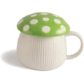 Miniatyrbillede 1 af 3: Sød Svampe Krus - 325 ml, Kawaii Keramisk Kaffekrus med Låg, Sjov Svampe Kop til Te, Mælk, Latte, Sjov Fødselsdagsgave til Kvinder Green Mushroom