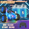 Pikkukuva 4 / 6: Kauko-ohjattava auto, temppuilu RC-autolelut Uudet päivitetyt valonauhat ja ajovalot Autolelut Kaksipuolinen 360° pyörivä 4WD Rc Drift Truck lapsille Blue