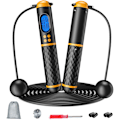 Miniatyrbild 1 av 7: Smart hopprep, Fitness Hopprep med vikt/varv/tid/kalorirekord, Justerbar digital räkning Hopprep för hemgym, Sladdlös Hopprep